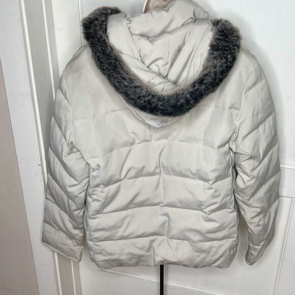 Crazy Horse Liz Claiborne Down Feather Puffer Jacket Fur Hooded Tan Medium - Picture 6 of 6